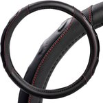 AWS-LI-22M, Оплетка на руль, искусст. кожа, рельефная, черная, красн ...