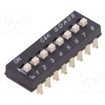SDA08H1SBD, 8 Way Surface Mount DIP Switch SPST, Extended Actuator