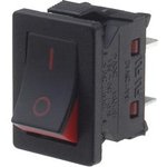 MP004410, Клавишный переключатель, SPST, Без Подсветки, Панель, Черный, Красный
