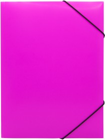 Фото 1/3 Папка на резинке Бюрократ Double Neon DNE510PINKBL A4 пластик кор.30мм 0.5мм розовый/черный