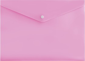 Фото 1/4 Конверт на кнопке Бюрократ Pastel -PKPAST/PINK A4 пластик 0.18мм розовый