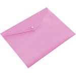 Конверт на кнопке Бюрократ Pastel -PKPAST/PINK A4 пластик 0.18мм розовый