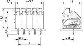 PCB terminal, 13 pole, pitch 3.5 mm, AWG 24-16, 8 A, spring-clamp connection, green, 1985072