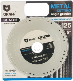 Фото 1/10 Отрезной алмазный диск по металлу 125 мм Black для УШМ GDDM125B / black125