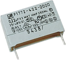 F17724152260, F1772 Polyester Film Capacitor, 310V ac, ±20%, 150nF, Through Hole