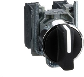 Selector switch, unlit, latching, waistband round, black, front ring silver, 3 x 45°, mounting Ø 22 mm, XB4BD33