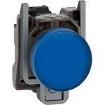 Signal light, waistband round, blue, front ring silver, mounting Ø 22 mm, XB4BVB6
