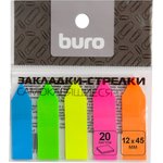 Закладки самокл. пластиковые Buro 45x12мм 5цв.в упак. 20лист стрелки европодвес