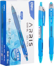 Ручка гелев. автоматическая Deli Arris EG08-BL прозрачный/голубой d=0.5мм син. черн. резин. манжета