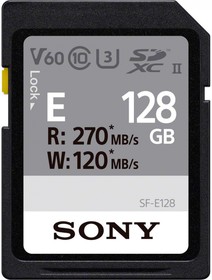 Фото 1/6 SFE128, Карта-памяти SDXC 128GB Sony SF-E UHS-II U3 V60 120/270 MB/s (SF-E128)