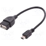 USB 2.0 Adapter cable, mini USB plug type B to USB socket type A, 0.2 m, black