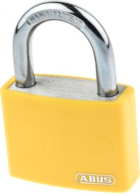 Фото 1/2 50868- T65AL/40 Yellow, Key Weatherproof Aluminium, Steel Safety Padlock, 6.5mm Shackle, 43mm Body