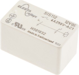 Фото 1/2 SIS 112 12VDC, PCB Mount Force Guided Relay, 12V dc Coil Voltage, 2 Pole, DPST
