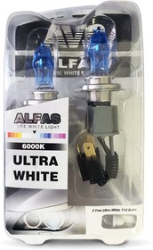 A07244S, Лампа H4 6000 K 85w Ультра белый комплект 2шт.