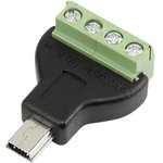 CLB-JL-8142, Разъем USB, End W/Terminals, Mini USB Типа B, Штекер, 4 вывод(-ов) ...