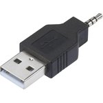 CLB-JL-8144, Переходник разъема, USB A, 4 вывод(-ов), Штекер, Стерео - 2.5мм, 4 вывод(-ов), Штекер