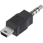 CLB-JL-8148, Переходник разъема, Mini USB B, 4 вывод(-ов), Штекер, Стерео - 3.5мм, 4 вывод(-ов), Штекер