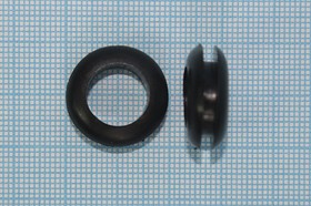 Фото 1/3 Втулка проходная резиновая под кабель диаметром до 12мм, черная, PR-PVC-B-12 Black; Q-15043B втулка проход\d12,0x 7,5xd19\d14x2\резин\чер\