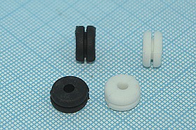 Фото 1/2 Втулка проходная резиновая под кабель диаметром до 4мм, черная; Q-15072B втулка проход\d 4,0x 4,6xd10\d 7x2\резин\чер\