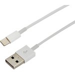 18-0000, Кабель USB-A - Lightning для Apple, 2,4А, 1м, ПВХ, белый, оригинал (чип MFI)