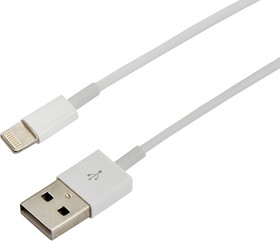 Фото 1/9 18-0000, Кабель USB-A - Lightning для Apple, 2,4А, 1м, ПВХ, белый, оригинал (чип MFI)