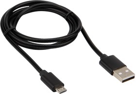 Фото 1/8 18-4241, Кабель USB-A - micro USB, 2А, 1м, в черной металлической оплетке