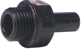 PM050511E, PM Series Straight Threaded Adaptor, G 1/8 Male to Push In 5 mm, Threaded-to-Tube Connection Style