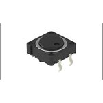SKHCBFA010, Black Flat Button Tactile Switch, SPST 50 mA @ 12 V dc 0.8mm PCB