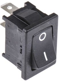 Фото 1/2 Rocker switch, black, 1 pole, On-Off, off switch, 10 (4) A/250 VAC, 6 (4) A/250 VAC, IP40, unlit, printed