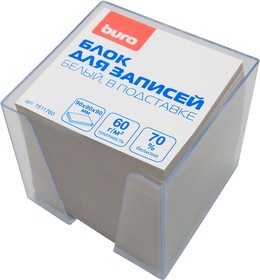 Блок для записей бумажный Buro Эконом 90x90x90мм 60г/м2 70% белый в подставке