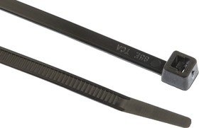 111-06206 T50M-PA66W-BK, Cable Tie, 245mm x 4.6 mm, Black Polyamide 6.6 (PA66), Pk-100