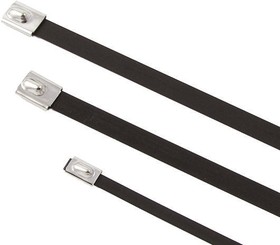 111-00300 MBT20XHFC-SP/SS316-BK, Cable Tie, Roller Ball, 521mm x 12.3 mm, Black Polyester Coated Stainless Steel, Pk-50