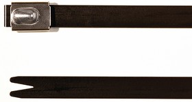 111-00294 MBT8HFC-SP/SS316-BK, Cable Tie, Roller Ball, 201mm x 7.9 mm, Black Polyester Coated Stainless Steel, Pk-50