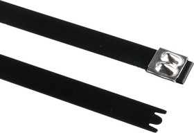 Фото 1/2 111-00299 MBT14XHFC-SP/SS316-BK, Cable Tie, Roller Ball, 362mm x 12.3 mm, Black Polyester Coated Stainless Steel, Pk-50