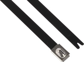 Фото 1/2 111-00295 MBT14HFC-SP/SS316-BK, Cable Tie, Roller Ball, 362mm x 7.9 mm, Black Polyester Coated Stainless Steel, Pk-50