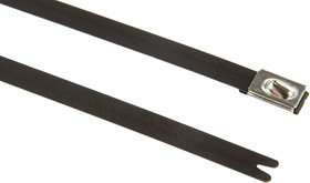 111-00296 MBT20HFC-SP/SS316-BK, Cable Tie, Roller Ball, 521mm x 7.9 mm, Black Polyester Coated Stainless Steel, Pk-50