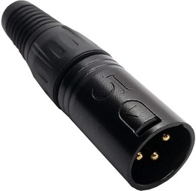 IO-XLR3-M-BKAU, XLR Connectors Professional 3-Pin XLR Plug, Male, Gold Pins