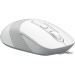 FM10S USB WHITE, Мышь компьютерная A4Tech Fstyler FM10S белый/серый 1600dpi/USB/4but