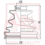 ASBT-100, Пыльник ШРУСа (К-кт без смазки) 26x90x88