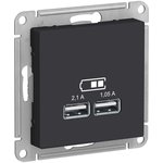 Розетка USB AtlasDesign тип A+A 5В 1х2.1А 2х1.05А механизм карбон SE ATN001033