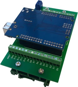 Фото 1/3 Терминальный адаптер для Arduino Uno LV3, Плата расширения для установки контроллера Arduino UNO на DIN рейку