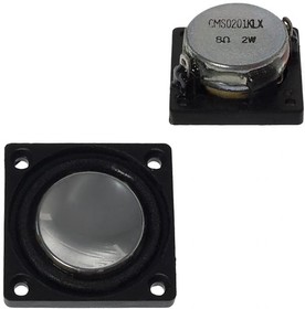 CMS0201KLX, Speakers & Transducers speaker, 20 mm square, 9.5 mm deep, paper, Nd-Fe-B, 2 W, 8 ohm, 530 Hz, solder eyelets