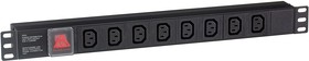 Фото 1/5 Блок розеток горизонтальный ExeGate ServerPro PDU-19H808 Al-8С13-C14-SW, 1U, Алюминий, 8 IEC 320 C13, С14, выкл. с подсветкой, черный