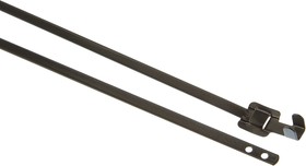 111-91121 MLT12SSC5-SS316/SP-BK, Cable Tie, Releasable, 330mm x 5.26 mm, Black Polyester Coated Stainless Steel, Pk-100