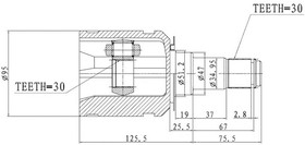 PCV1777, ШРУС внутр.30X47X30 TOYOTA LAND CRUISER PRADO 120 GRJ12/KDJ12/ RZJ12/TRJ12/VZJ12 02-09