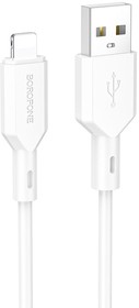 Фото 1/5 USB кабель BOROFONE BX70 Lightning 8-pin, 2.4A, 1м, PVC (белый)