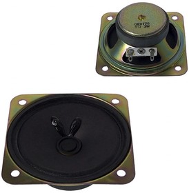 GF0778B, Speakers & Transducers speaker, 77 mm square, 24 mm deep, paper, ferrite, 3 W, 8 ohm, 310 Hz, solder eyelets