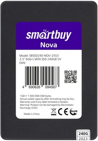 Фото 1/9 Накопитель 2,5" SSD Smartbuy Nova 240GB SATA3