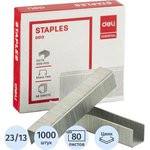 E0013, Stapler staples No.23/13 Deli E0013 galvanized 1000 pcs/pack