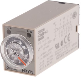 Фото 1/2 H3YN-41 AC100-120, H3YN Series DIN Rail, Panel Mount Timer Relay, 100 → 120V ac, 4-Contact, 0.1 min → 10h